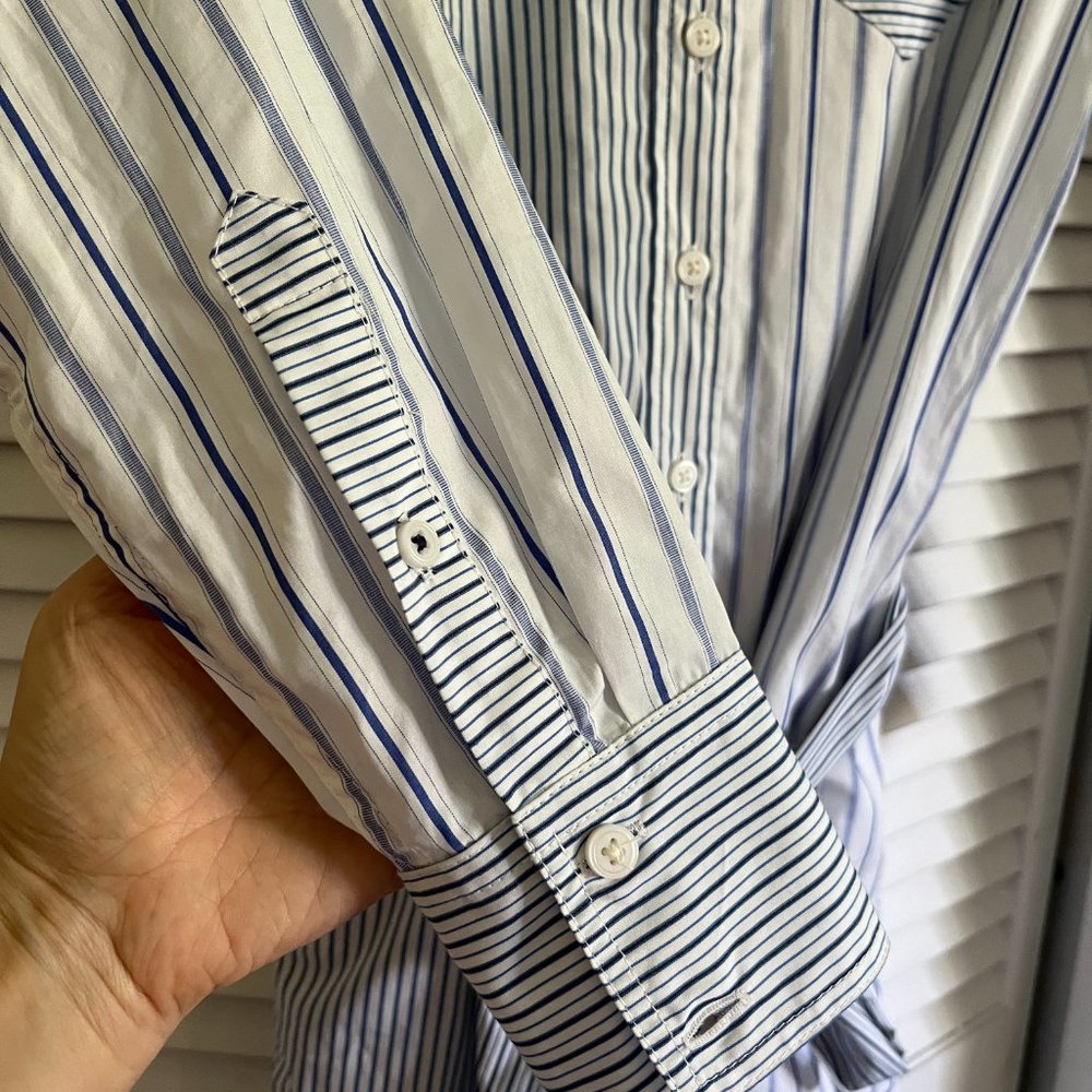 J. Crew Classic-fit cotton poplin shirtdress in mixed stripe Blue & White Size 2 - Picture 2 of 14